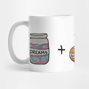 Jars with motivational words, Dreams + Action = Reality Mug